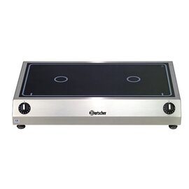 Induction cooker with 2 cooking zones next to each other, 2 x 5 kW - 400 Volt, ceramic surface 650 x 350 mm product photo