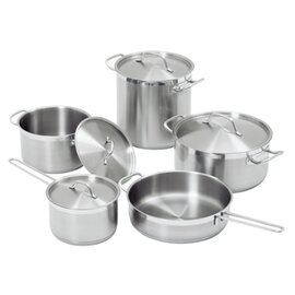9-piece cooking pot set stainless steel 4 pots|4 lids|1 pan  | cold handles product photo