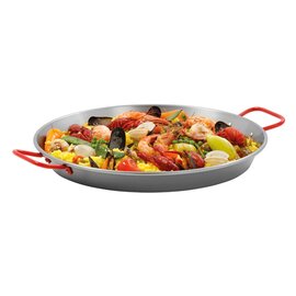 paella pan STP340  • steel  Ø 340 mm | 340 mm  x 450 mm  H 45 mm | red lacquered handles product photo