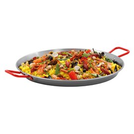 paella pan STP600  • steel  Ø 600 mm | 780 mm  x 600 mm  H 55 mm | red lacquered handles product photo