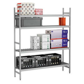 rack system Kit 3 plastic aluminium 1500 mm 360 mm  H 1800 mm 4 grid shelf (shelves) shelf load 165 kg bay load 600 kg product photo