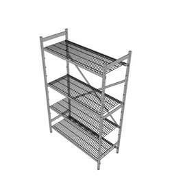 standing rack NORM 5 stainless steel 1200 mm 500 mm  H 1800 mm 4 wire grid shelf (shelves) shelf load 150 kg bay load 600 kg product photo