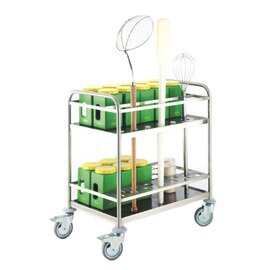 kitchen utensile trolley GLW/8x5 4 swivel castors 2 braked castors 894 mm  x 595 mm  H 949 mm product photo