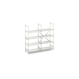 standing rack NORM 5 stainless steel 600 mm 600 mm  H 1800 mm 4 metal sheet grid shelf (shelves) shelf load 150 kg bay load 600 kg product photo