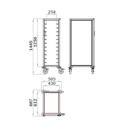 tray clearing trolley 1/11 EN TAWALU  | 370 x 530 mm  H 1435 mm | space between boards 100 mm product photo  S