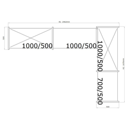 standing rack NORM 20 L-shape | 1675 mm | 2462 mm x 500 mm H 1800 mm product photo