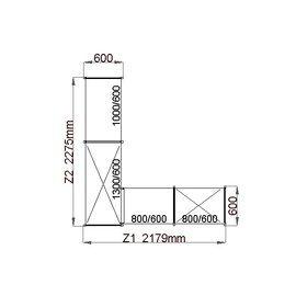 standing rack NORM 12 LS-shape | 2275 mm | 2179 mm 600 mm H 1800 mm | 4 plastic grid shelf (shelves) product photo