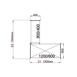 standing rack NORM 12 LS-shape | 1200 mm | 1504 mm 400 mm 600 mm H 1800 mm | 4 plastic grid shelf (shelves) product photo