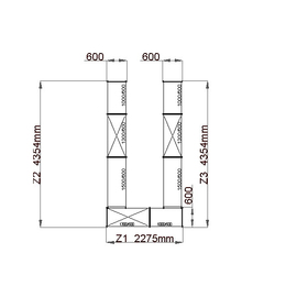 standing rack NORM 12 UU-shape | 2275 mm | 4354 mm 600 mm H 1800 mm | 4 plastic grid shelf (shelves) product photo