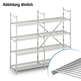 standing rack NORM 20 aluminium 1500 mm 500 mm  H 1800 mm 4 grid shelf (shelves) shelf load 100 kg bay load 400 kg product photo