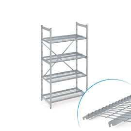 standing shelf NORM 35 | stainless steel wire grid shelf (shelves) L 900 mm T 610 mm H 2000 mm product photo