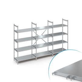 standing shelf NORM 35 | stainless steel closed shelf board(s) L 3300 mm T 510 mm H 1800 mm product photo