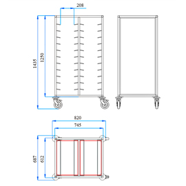 tray clearing trolley 2/22 GN TAWALU  | 325 x 530 mm  H 1435 mm product photo  S