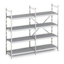 standing rack Norm 12 aluminium 2279|2675 mm 600 mm  H 1800 mm 4 plastic grid shelf (shelves) shelf load 100 kg bay load 600 kg product photo