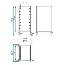 tray clearing trolley 1/30 GN TAWALU  | 530 x 325 mm  H 1435 mm product photo