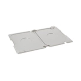 84 04 04 01 GN 1/1 Scharnier-Flachdeckel, Edelstahl, halbseitig aufklappbar, Ausschnitten für Löffel und Griffe, ideal für Suppen u. Saucen, Typ 1131a product photo