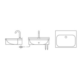 hand wash sink HW 55465-S wall mounting cladded  • sensor operated  | 550 mm  x 440 mm  H 152 mm product photo