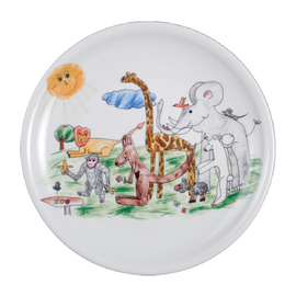 dining plate porcelain multi-coloured | decor "zoo"  Ø 254 mm product photo