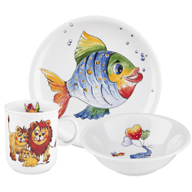 children's set decor "Colourful World of Animals" porcelain mug | plate | bowl product photo