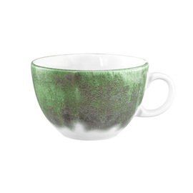 latte cup BATIK MATCHA 370 ml porcelain green with decor product photo