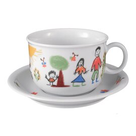 breakfast cup with handle 350 ml porcelain multi-coloured decor "Flori" with saucer product photo