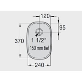 kitchen sink E 2.4 x 3.7 x 1.5 stainless steel 240 x 370 x 150 mm | outlet type center | overflow protection product photo