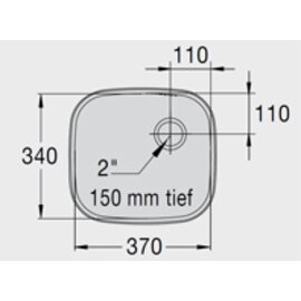 kitchen sink E 3.7 x 3.4 x 1.5 stainless steel 370 x 340 x 150 mm | outlet type on the right | overflow protection product photo