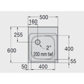 kitchen sink cover|sink AB 5x6-4 1 basin | 400 x 400 x 200 mm L 500 mm W 600 mm product photo