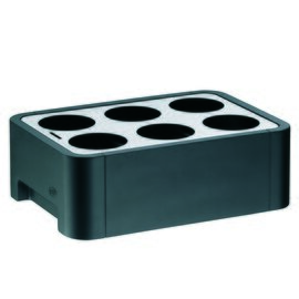 Conference cooler, &quot;Cube&quot;, for 6 bottles 0,25 - 0,5 ltr., High-quality plastic, black, cover matt stainless steel, 2 removable cooling baskets product photo