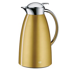 Insulated jug Gusto, 1.0 ltr. Approx. 8 cups, metal lacquered, alfiDur-vacuum-hard glass insert, one-hand operation, liquid brass product photo