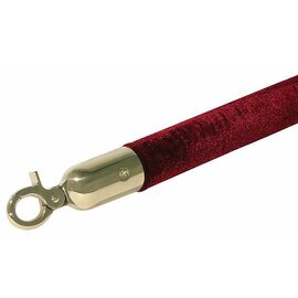 barrier rope  | webbing colour red velvet coated  | golden coloured  Ø 30 mm  L 1.5 m product photo