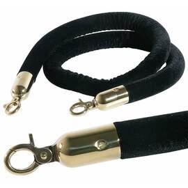 barrier rope  | webbing colour black velvet coated  | golden coloured  Ø 30 mm  L 1.5 m product photo