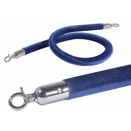 barrier rope chromed  | webbing colour blue velvet coated  | chromium coloured  Ø 30 mm  L 1.5 m product photo