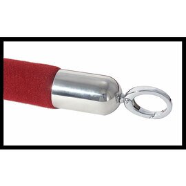 barrier rope chromed  | webbing colour red velvet coated  | chromium coloured  Ø 30 mm  L 2.5 m product photo