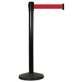 retractable barrier post black | webbing colour red Ø 320 mm H 0.95 m product photo