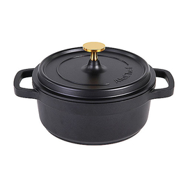 casserole 2.4 ltr cast aluminum black | suitable for induction |  knob handle golden coloured product photo