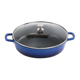pan with lid round 5.5 ltr cast aluminum blue | non-stick coated product photo