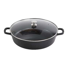 pan with lid round 5.5 ltr cast aluminum black | non-stick coated | stainless steel knob handle product photo