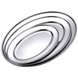 roast meat plate flat stainless steel beaded rim oval  L 250 mm  x 180 mm  H 16 mm product photo