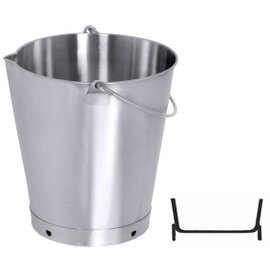 Economy bucket with spout, volume 12 ltr., Ø 27,5 cm, H 32 cm, CNS 18/10, matt brushed, graduated, crimped edge, bottom tire with drain holes, extra heavy quality product photo
