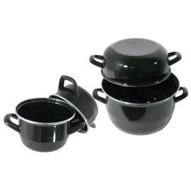 clam serving pot 0.75 l steel sheet with lid black  Ø 120 mm  H 140 mm  | 2 handles product photo