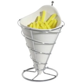 French fry bag holder steel porcelain white  Ø 125 mm  H 220 mm  | with porcelain insert product photo