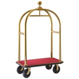 hotel luggage cart stainless steel red golden coloured | wheel Ø 200 mm  H 1910 mm product photo