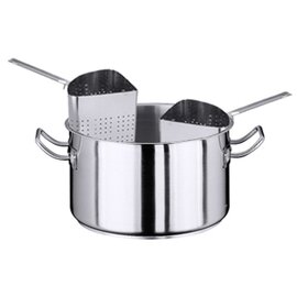 meat pot| pasta pot KG 2100 PROFESSIONAL 22 ltr stainless steel 1 mm with 1/4 sieve inserts  Ø 360 mm  H 230 mm  | stainless steel cold handles product photo