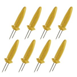 corn cob sticks yellow  L 90 mm handle details plastic 8 pieces product photo