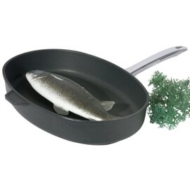 fish pan  • cast aluminium | 380 mm  x 260 mm  H 60 mm | long stainless steel handle product photo