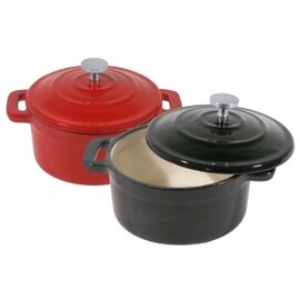 mini cocotte 0.25 ltr cast iron with lid black cream coloured  Ø 90 mm  H 40 mm  | 2 handles product photo