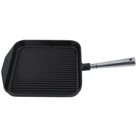 grill pan  • cast iron | 240 mm  x 240 mm  H 30 mm | long stainless steel handle product photo