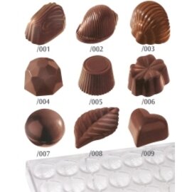 chocolate mould  • clam | 18-cavity | mould size 32 x 42 x H 19 mm  L 275 mm  B 135 mm product photo