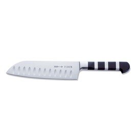 santoku 1905 straight blade hollow grind blade  | massive ferrules | black | blade length 18 cm product photo